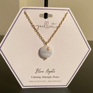 Juliet Gold Necklace with Blue Agate Pendant